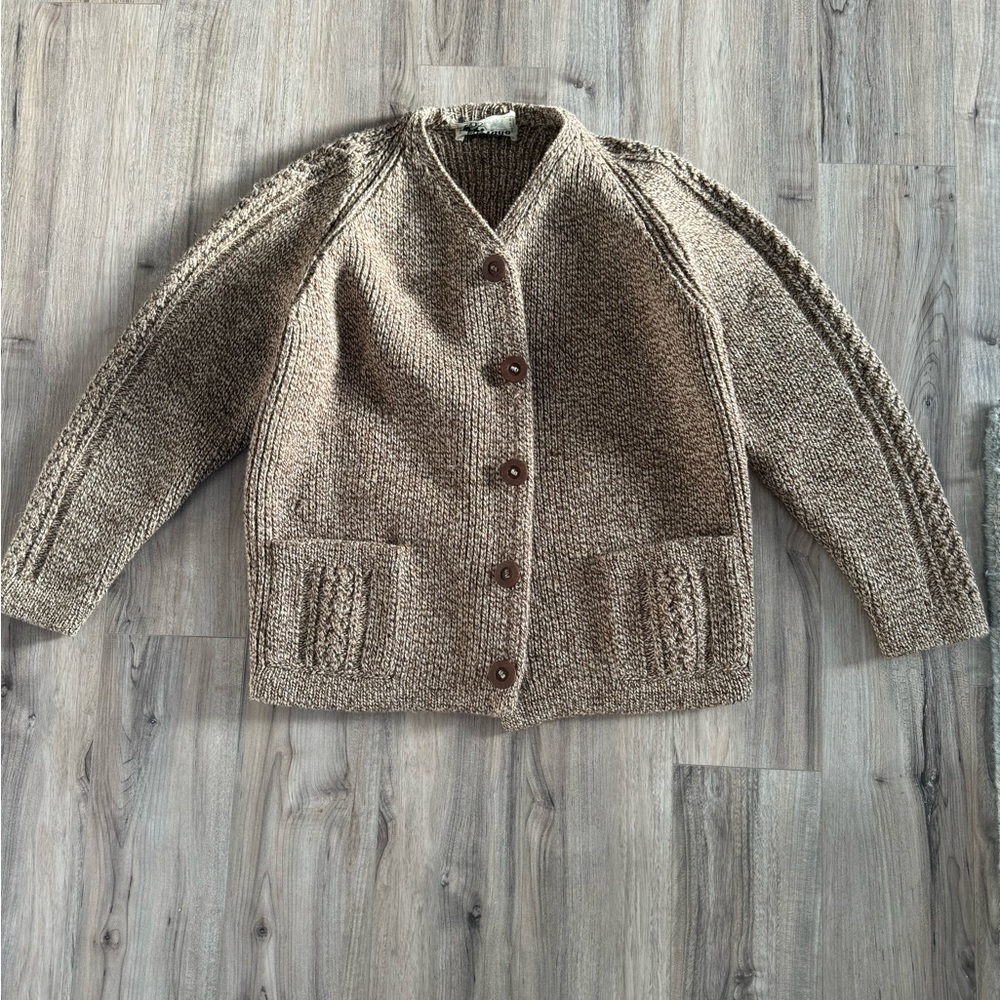 Vintage Ingo Wool Brown Speckled Cardigan Cowichan